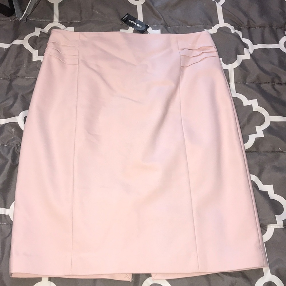Express light pink pencil skirt midi